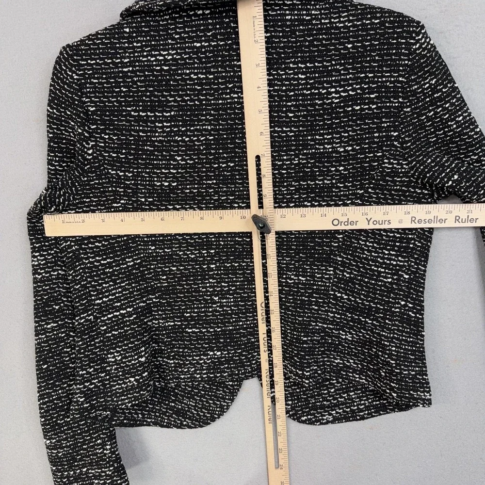 St John Blazer Womens 8 Black White Knit Shawl Collar Wool Blend Jacket Sweater